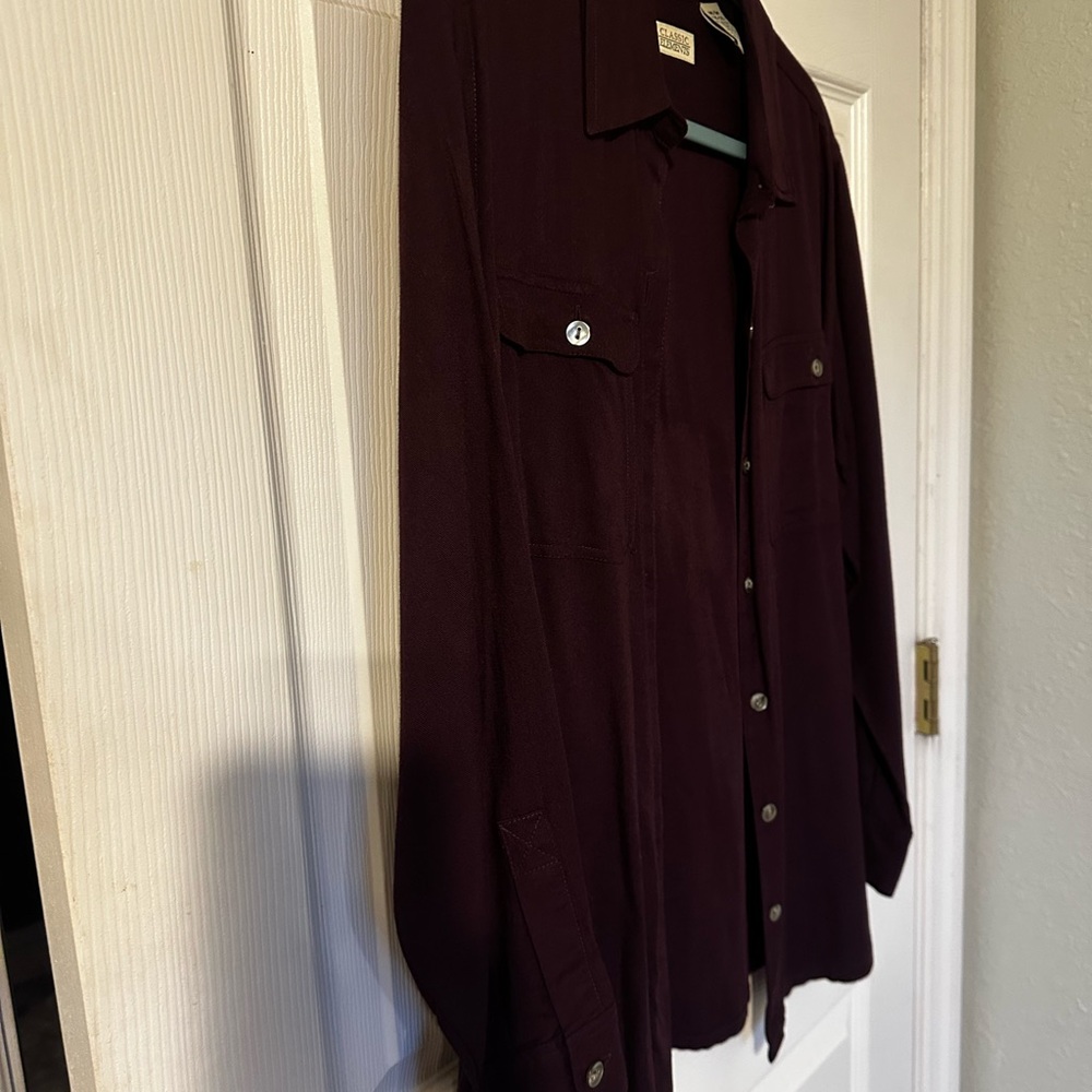 Classic Elements Button-Down Shirt Sz 10/12 Wine/Burgundy - Picture 4 of 5